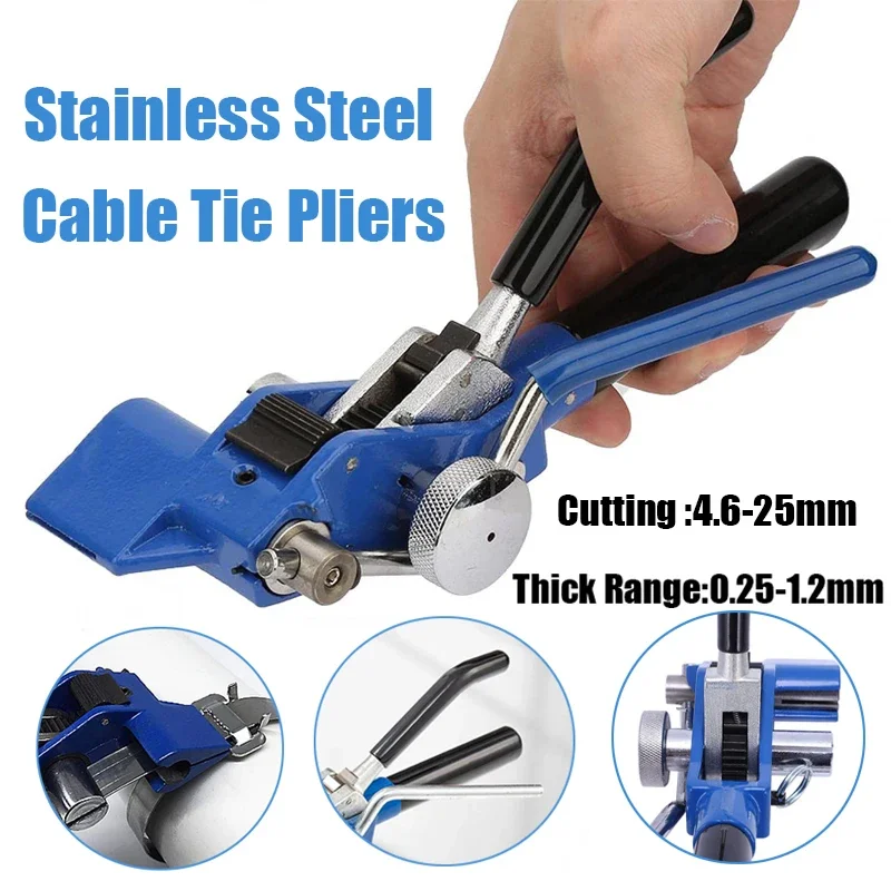 

Ratchet Type Stainless Steel Cable Tie Gun for Width 4.6-25mm Thickness 0.25-1.2 Mm Tie Pliers Machine Tightener Strapping Tool