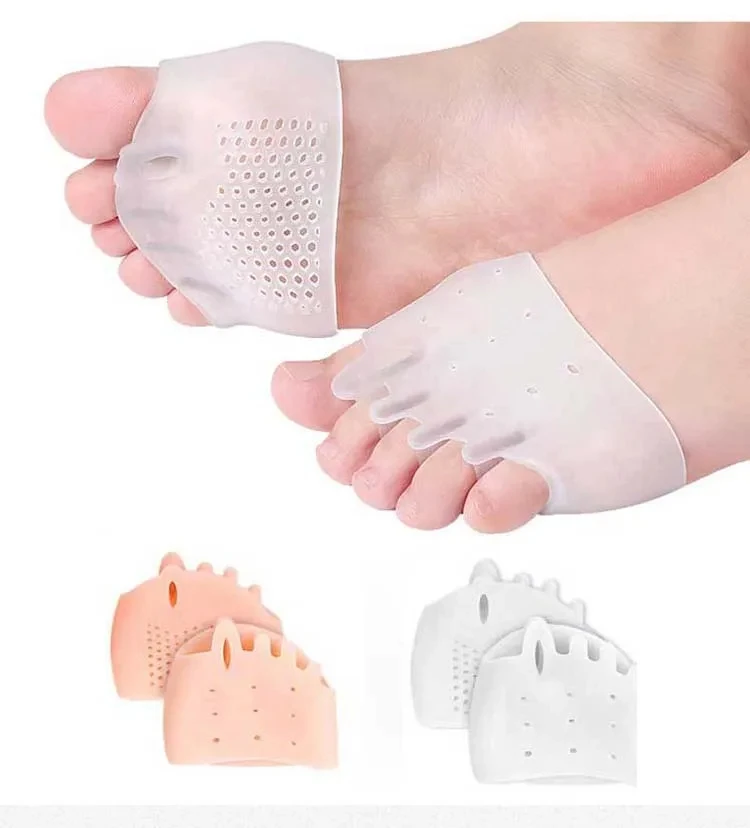 2pcs Silicone Forefoot Pads Gel Insoles Pads Toe Separator Cushion Pad Pain Relief Insoles Finger Toe Valgus Corrector Gel Pads