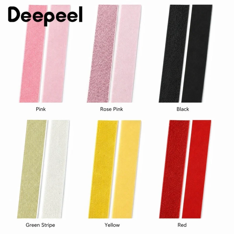 5/10M 25-40mm Nylon Elastic Band Metallic Stripe Stretch Webbing for DIY Waistband Belt Cuff Garment