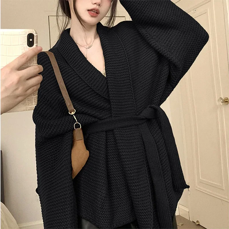 French Sweater Coat Women 2024 Autumn Winter New Bathrobe-style Knitted Cardigan Soft Waxy Top E3292