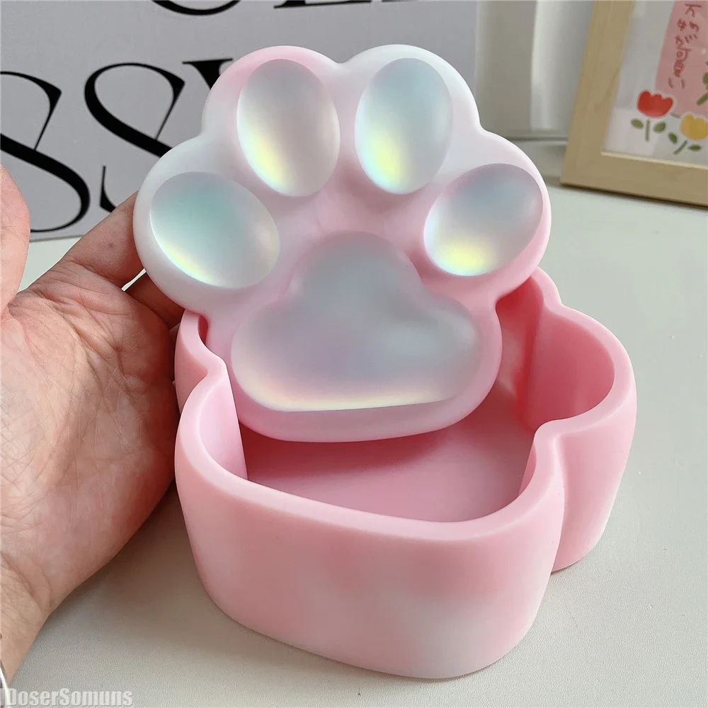 Kawaii Storage Box Cat Claw Jars Candy Jar Canister Portable Jewelry Makeup Material Nail Colorful Art Sundries Gift Accessory