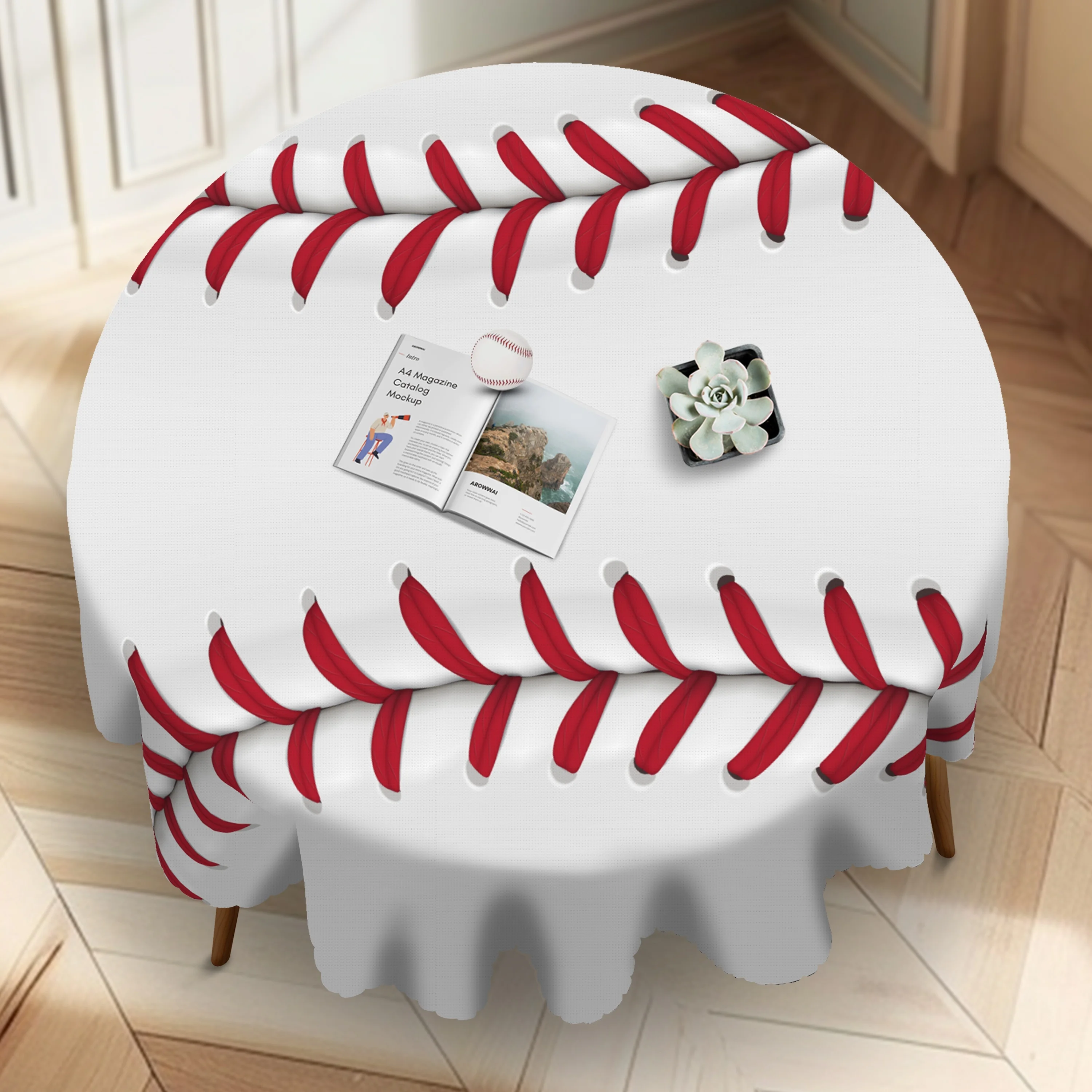 One baseball tablecloth, rectangular tablecloth, game tablecloth, white round tablecloth