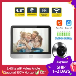 Tuya Smart 1080P  WiFi Peephole Video Door Camera Security one-way Audio Night Vision 4.3' FHD Video Doorbell Camera