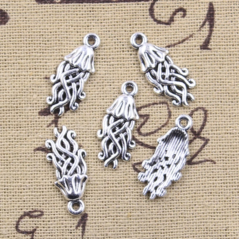 30pcs Charms octopus squid 22x10mm Antique Silver Color Pendants DIY Crafts Making Findings Handmade Tibetan Jewelry