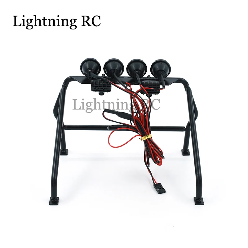 4 LED Lights Metal Roll Cage Bucket for RC4WD 1/10 TF2 Remote Car Accessories Perspective of Super Cool Decoration Lifelike