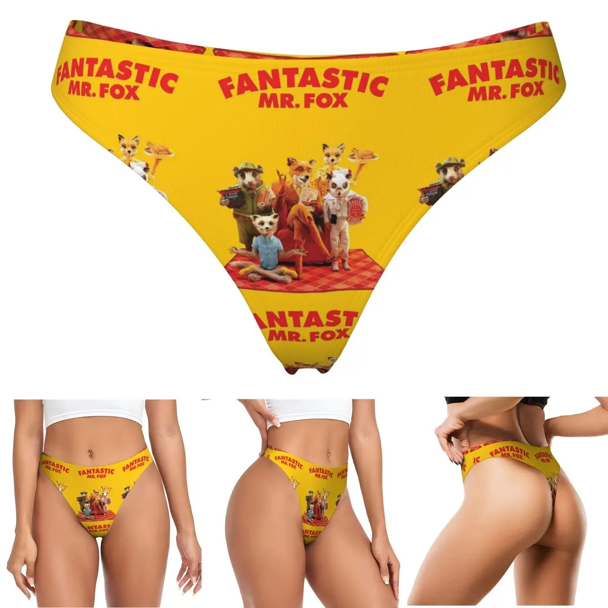 Custom Fantastic Mr Fox Movie Poster G-string Panties Breathable Women Stretch Thongs Comfort Underwear