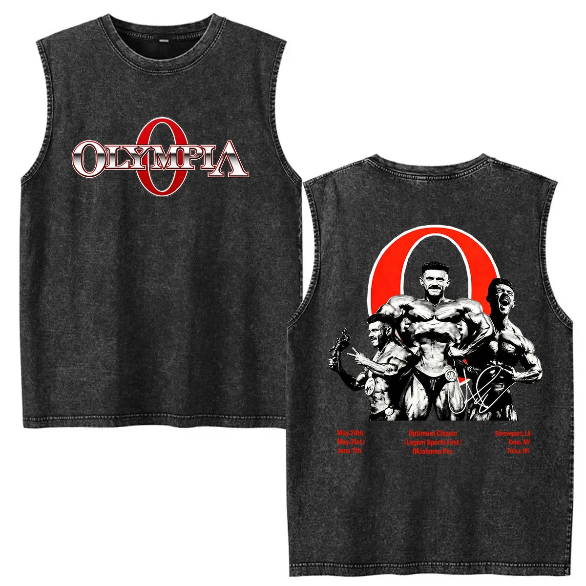Vintage Washed Vest Olympia Gym Fitness Pump Cover Graphic T-shirts Men's Tank Top Fashion Oversized Cotton T-shirt Streetwear