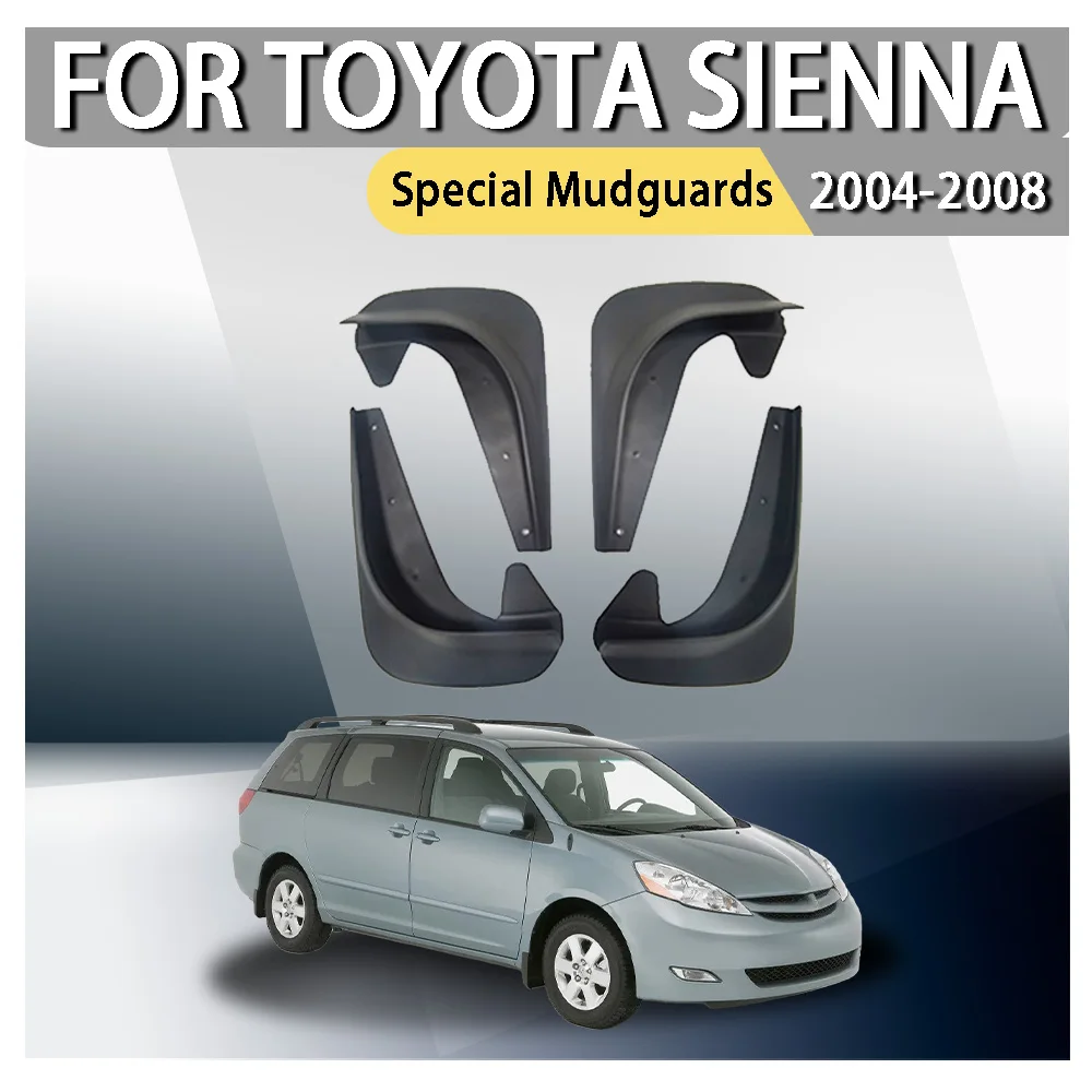 

For Toyota Sienna Special Mudguards 2004 2005 2006 2007 2008 Black SplashGuard Mud Fenders Kit 4Pcs ABS Plastic Upgrade