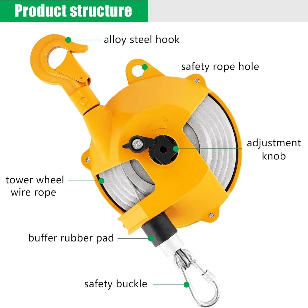 5-7KG Spring Balancer Retractable Tool Lifting Hook Spring Holder Balancer Steel Wire Rope Balance Lifting Jack 1.5M for Factory - view 4