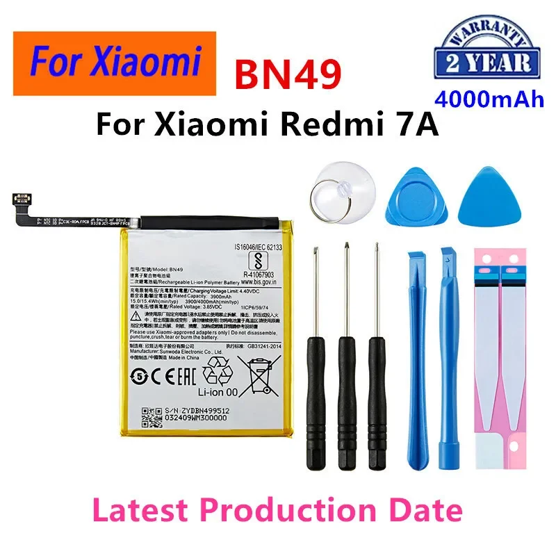 

Brand New BN49 4000mAh Battery For Xiaomi Redmi 7A BN49 High Quality Phone Replacement Batteries +Tools