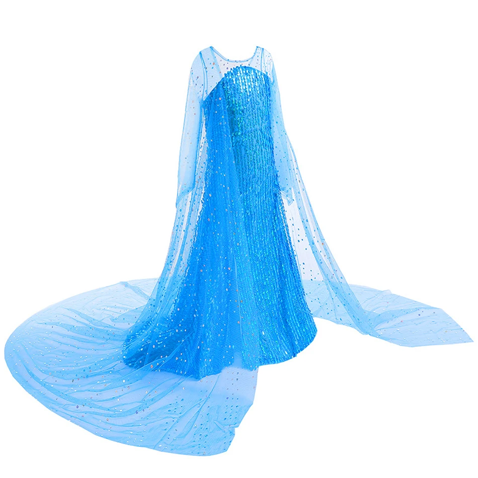 Elsa Cosplay Dress Girl Party Sequins Elza Fancy Princess Dress UP Role Play Ball Gown Birthday Carnival Party Disguise Clothing