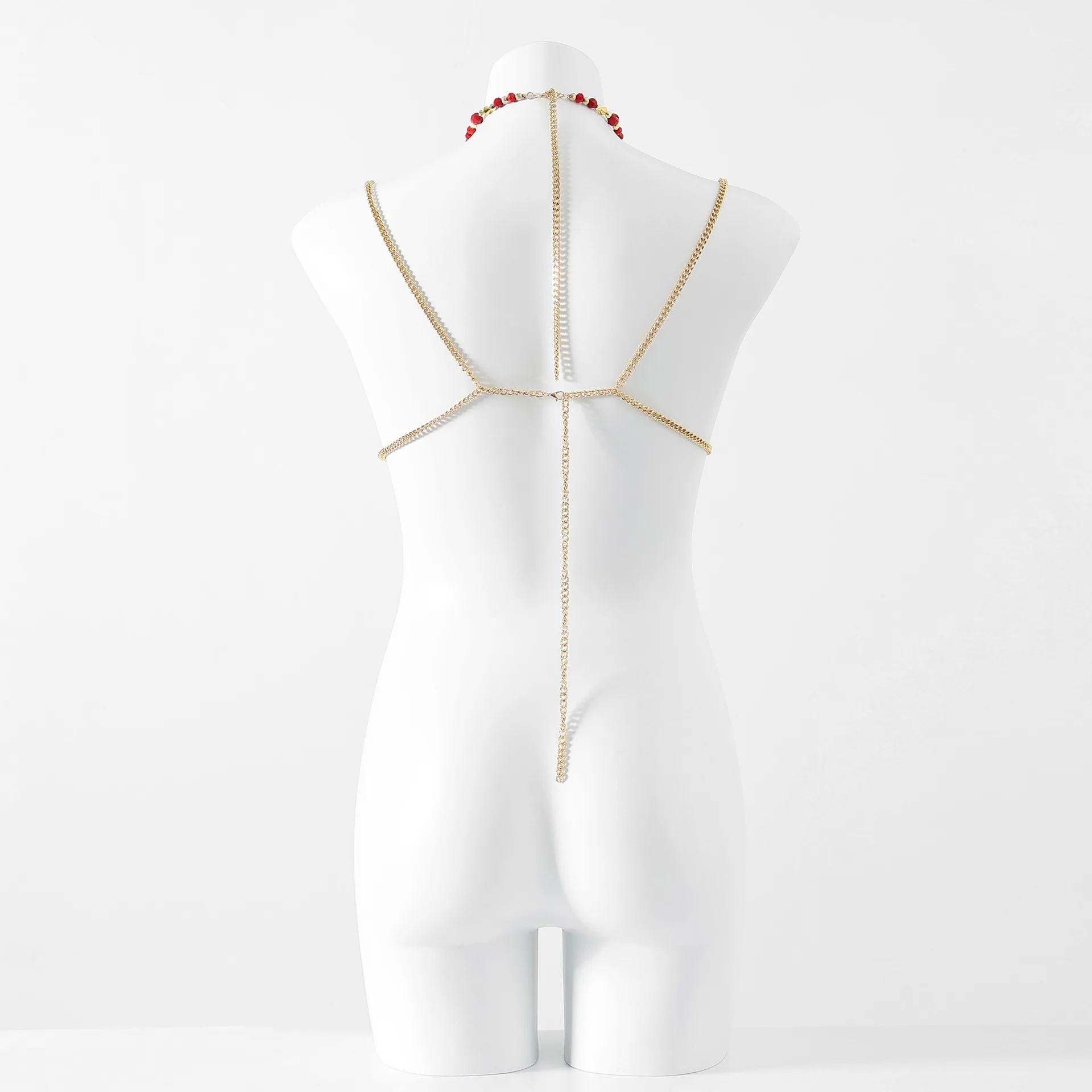 Body Chain, Spicy Girl, Tassel Bra, European And American Backless Hanging Neck, Stone Bead Strapless Vest, Adjustable Chain Top