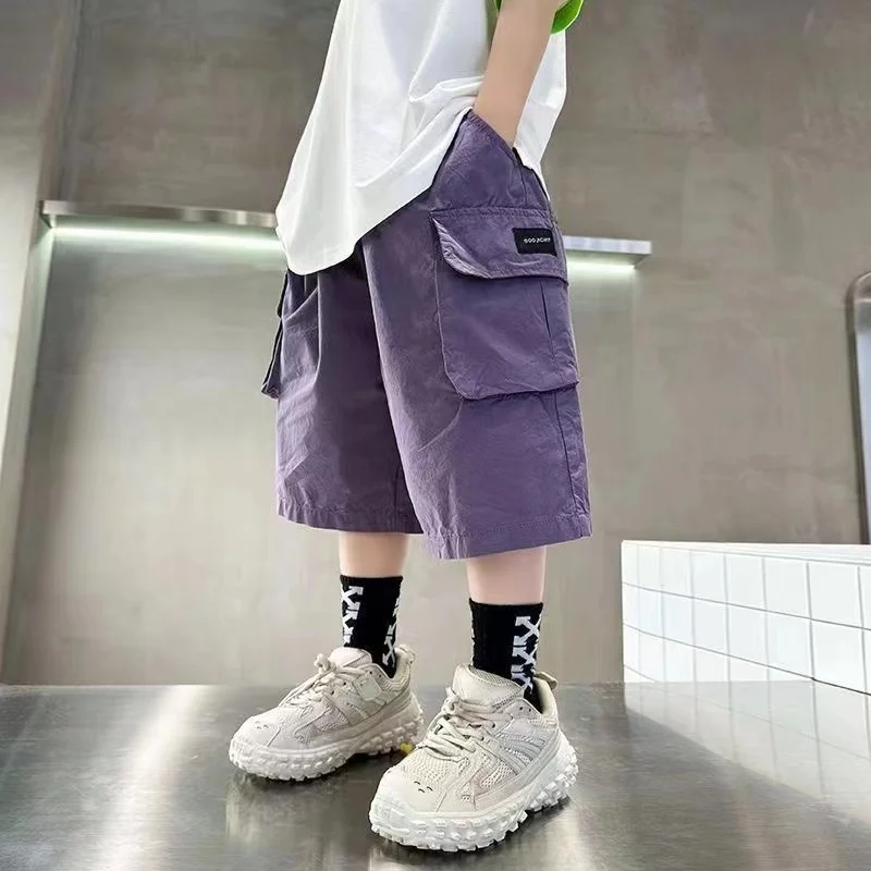 3-14 Years Summer Teenage Boys Pants Stereoscopic Pocket Design Comfortable Loose Fitting Style Short Trousers For Kids