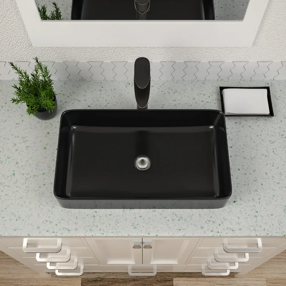 Bathroom Sink Matte Rectangular Above Counter Vessel Sink Ceramic Countertop Lavatory Vanity Bowl Sink Art Basin Washbasins