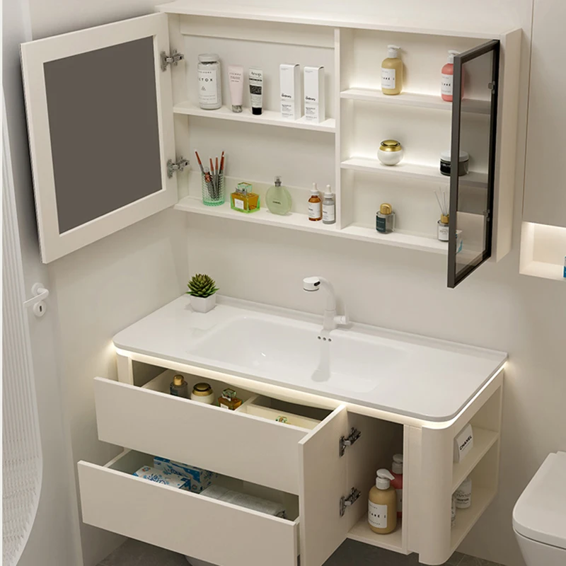 

Storage Cabinet Space Saving Bathroom Double Washbasin Locker Column Shelf Vanity Sink Filing Cabinets Kitchen Mirror Corner Pvc