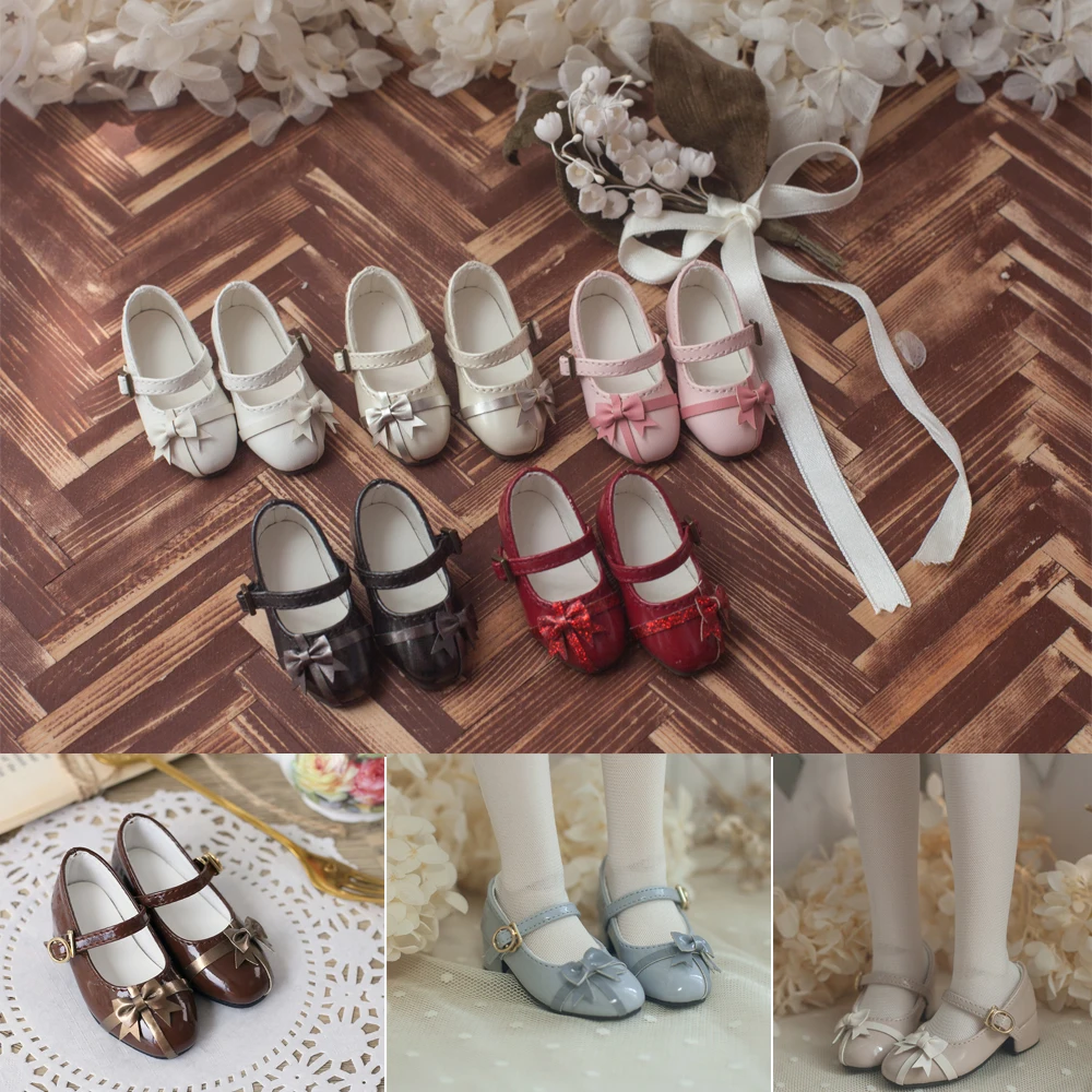 

D08-P030 children handmade toy 1/3 1/4 1/6 doll BJD/SD doll's clothes colorful Bow tie ribbon small shoes 1pair