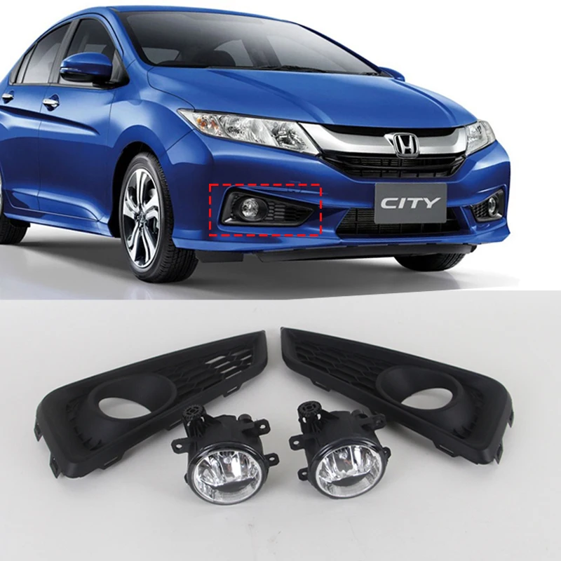 Car Accessories Front Fog Lamp Assembly For HONDA CITY 2014 2015 2016 2017 Foglight With Wire Harness Including Frame