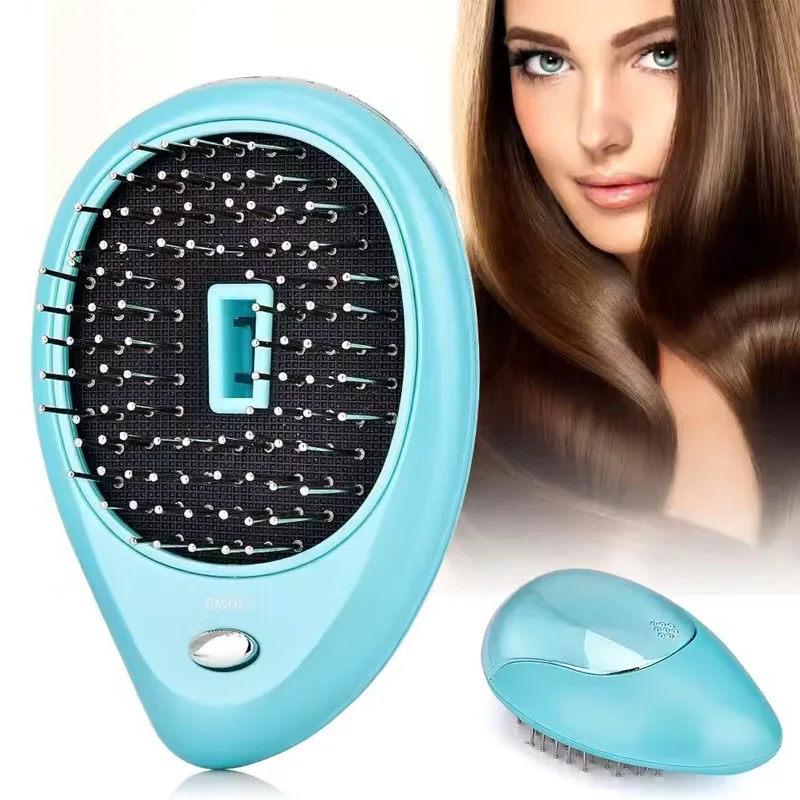 

Portable Electric Hair Ionic Brush Hair Straightener Brush Negative Ion Comb Anti-static Massage Straight Hair Comb 2 Colors