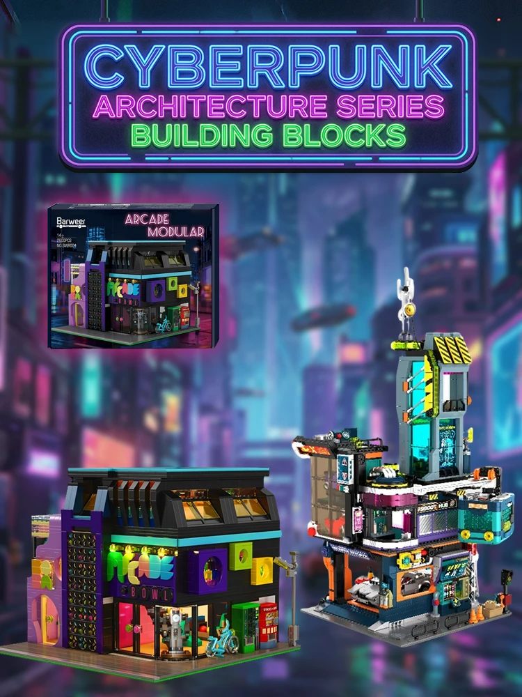    Cyberpunk House Bouwstenen Set Stad Architectuur Assemblagemodel Bricks Kit Desktop Decoratie Creatief Speelgoed Cadeau voor volwassenen - afbeelding 2