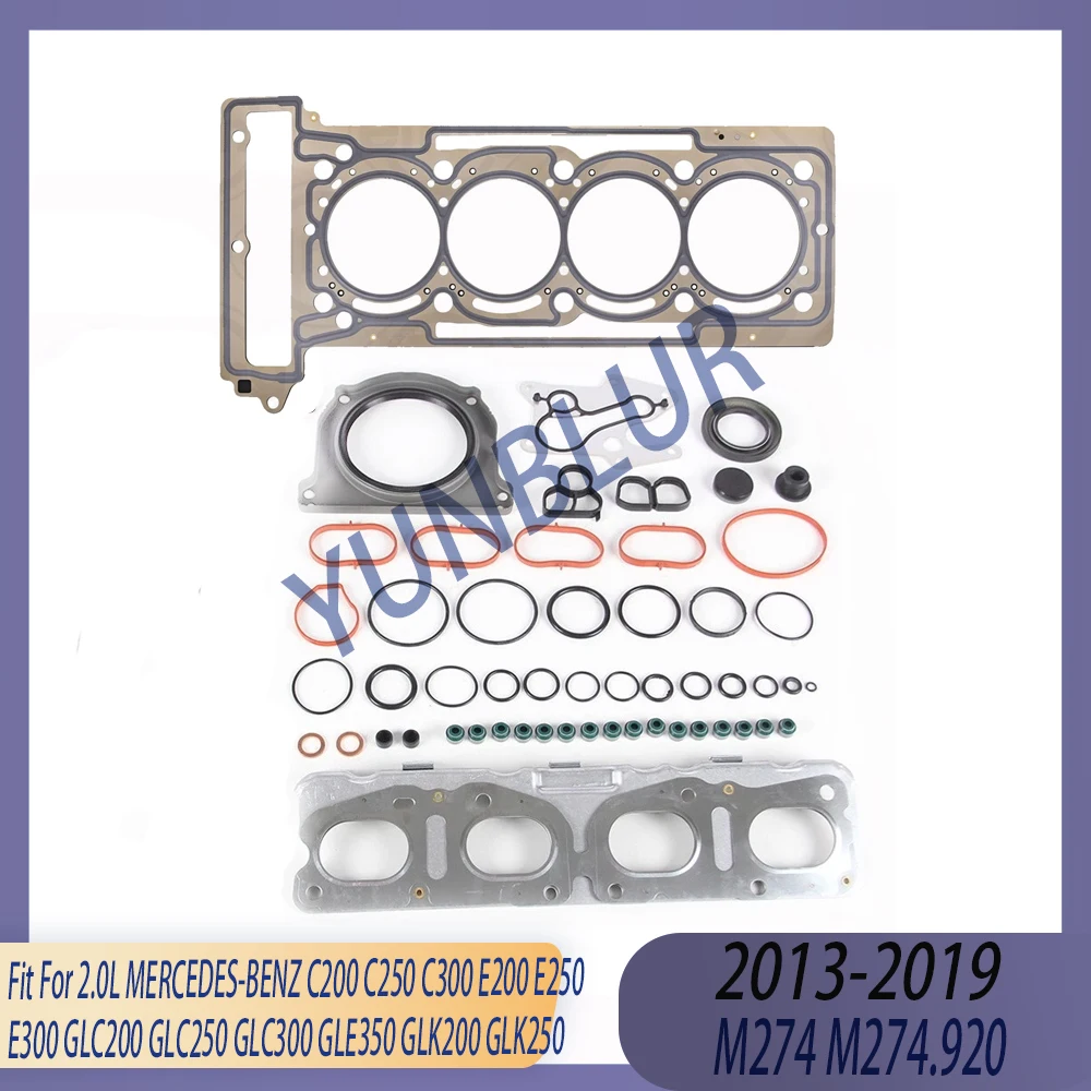Детали двигателя Полный комплект прокладок головки блока цилиндров подходит для 2,0 л M274 M274.920 бензин 13-19 для MERCEDES-BENZ C200 C250 C300 E200 E250 E300