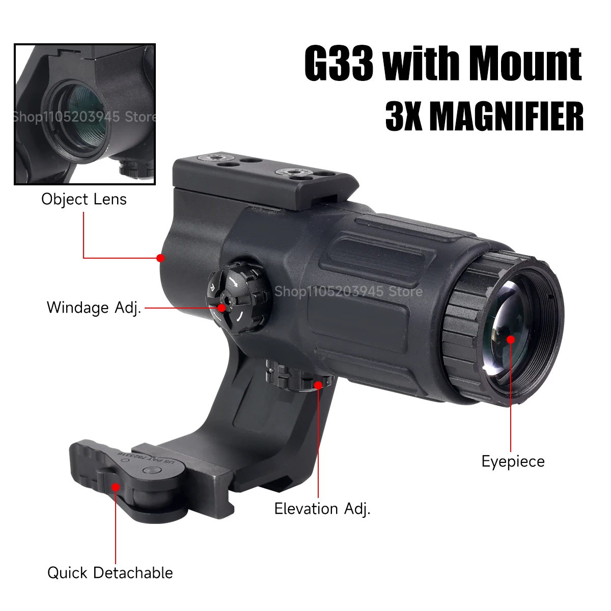 EXPS3 558 Holographic Red Green Dot Sight Combination Height Increase FAST FTC G33 G45 Magnifier Flip Mount Optic Rifle ScopeX view 2