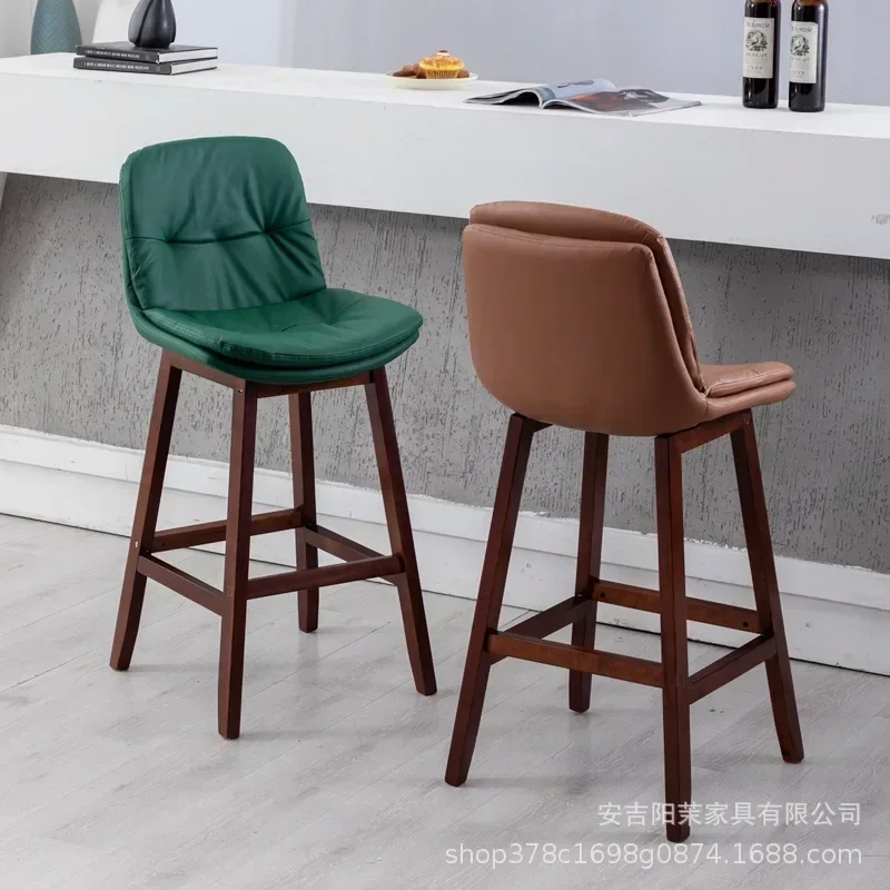 Solid wood bar chair bar chair high stool home backrest bar chair simple