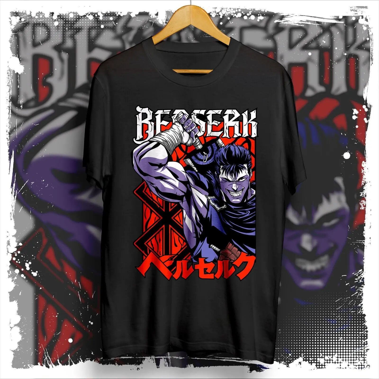 Guts anime graphic tees, Berserk tshirt, anime shirt