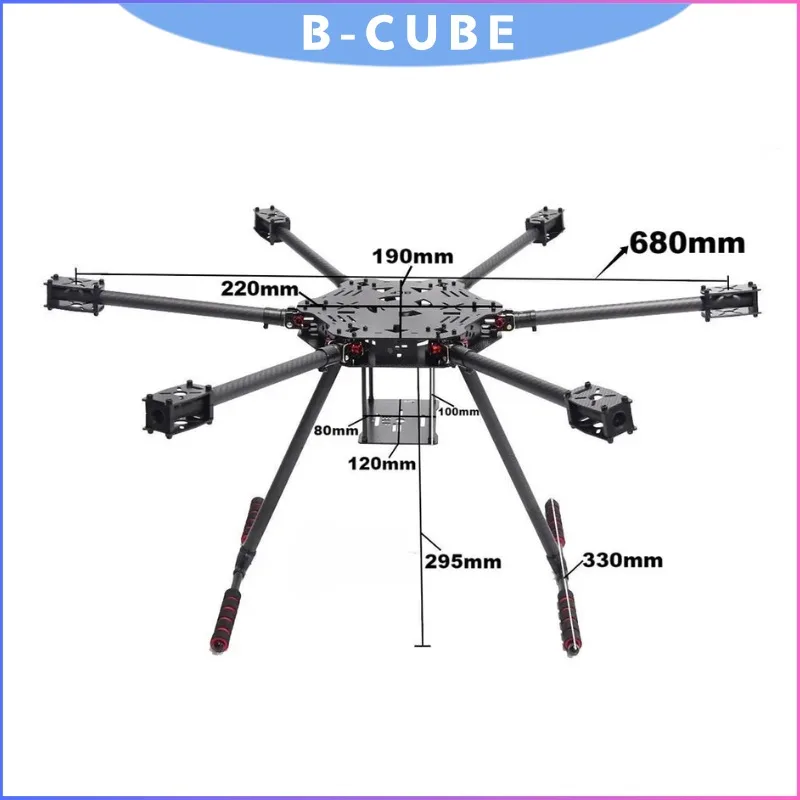 Kit de cadre hexagonal pliable F680, entièrement en fibre de carbone avec train d'atterrissage rétractable pour drone FPV et photographie aérienne