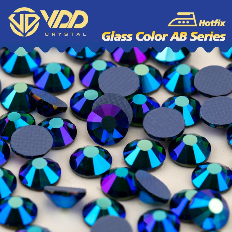 VDD 100 Emerald AB SS6-SS30 High Quality Hotfix Glass Rhinestones Crystal Color AB Flatback Glitter Strass Stones Garment