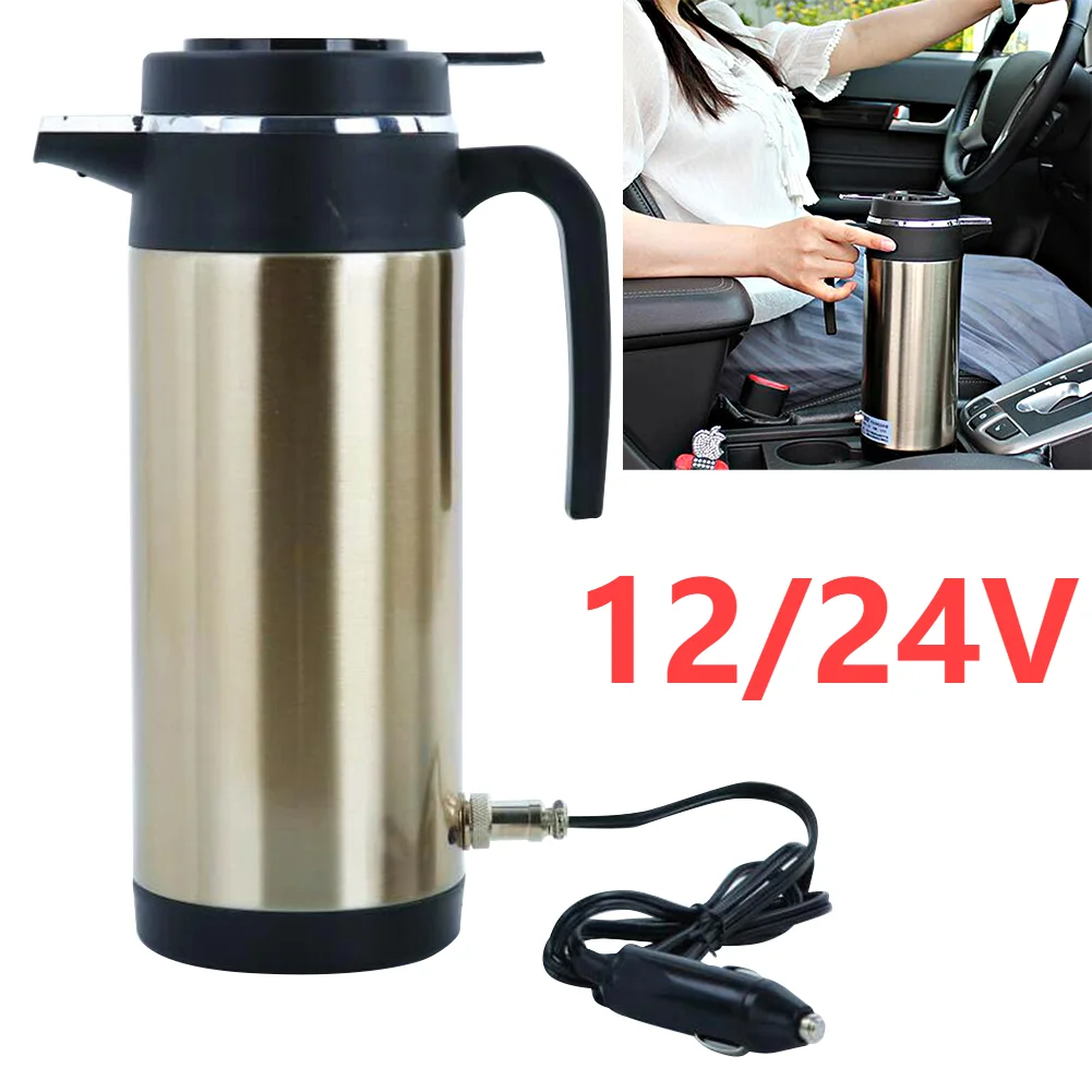 12V/24V Vehicle Hot Water Boiling Electric Kettle Travel Truck Thermal Insulation Heating Cup Car Teapot Boiler Bottle 1.2L