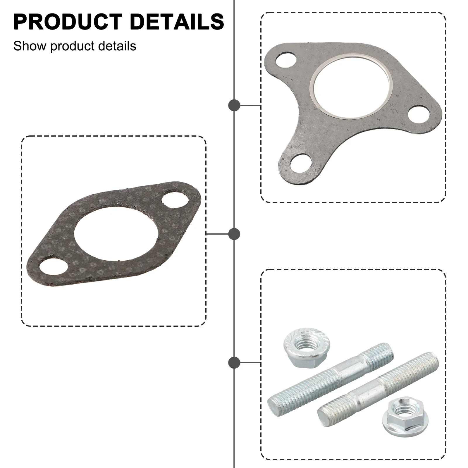 Chainsaw Muffler GX390 Gasket Set Exhaust Gasket Set 2-hole Muffler Gasket Bolt And Nut Set Easy Installation Metal Material