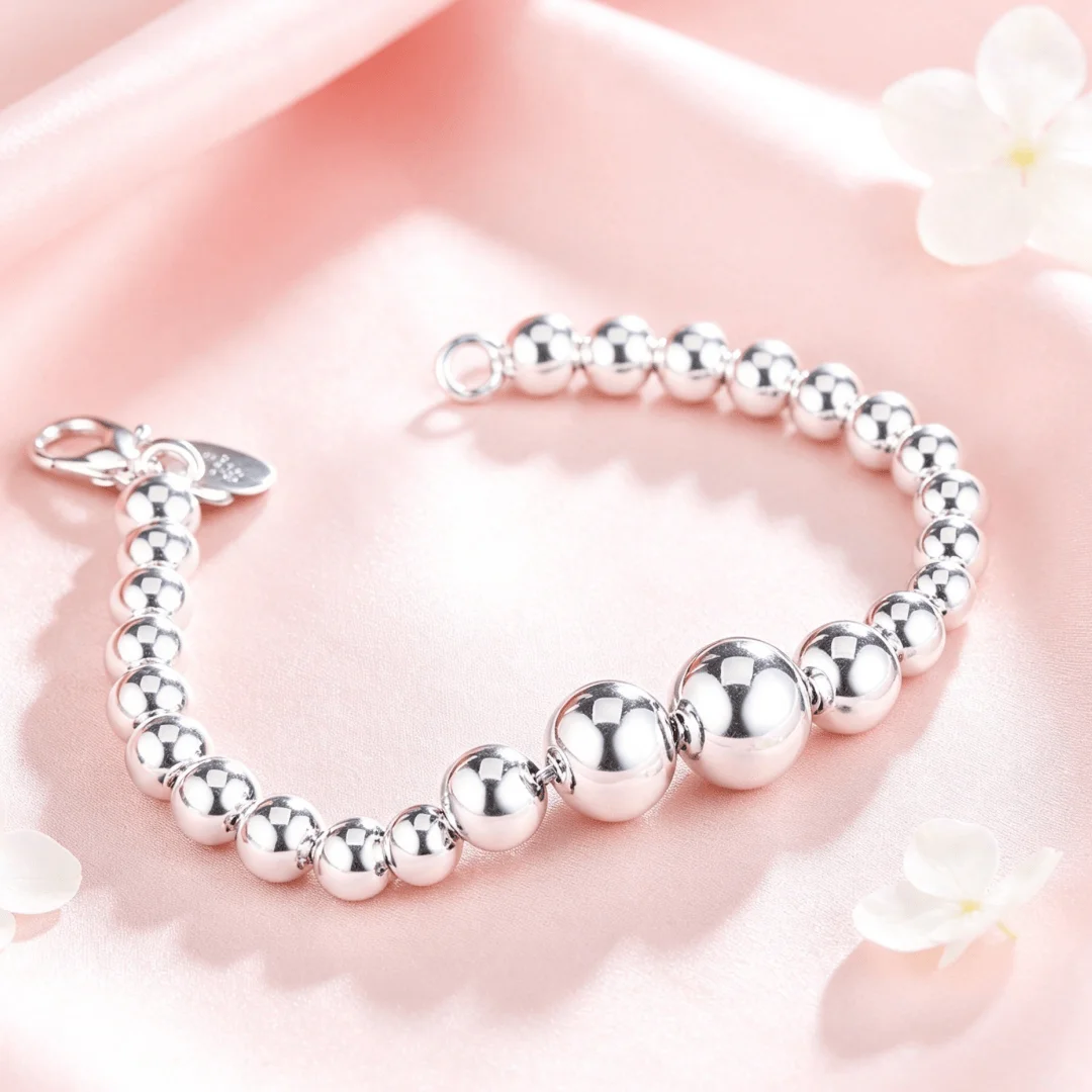 Hot sales 925 Sterling Silver pretty Matte Bead Bracelet chain for Women men party wedding Street Versatile jewelry Holiday Gift