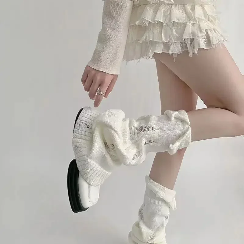 

Japanese Elastic Knitted Leg Warmer Socks Boots Cover Lolita Girls JK Uniform Harajuku Y2K Warmers Knee High Boots Cosplay
