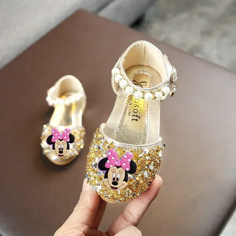 Disney Minnie Sandalen lente zomer nieuwe meisje prinses schoenen kinderen casual schoenen parel dansvoorstelling schoenen