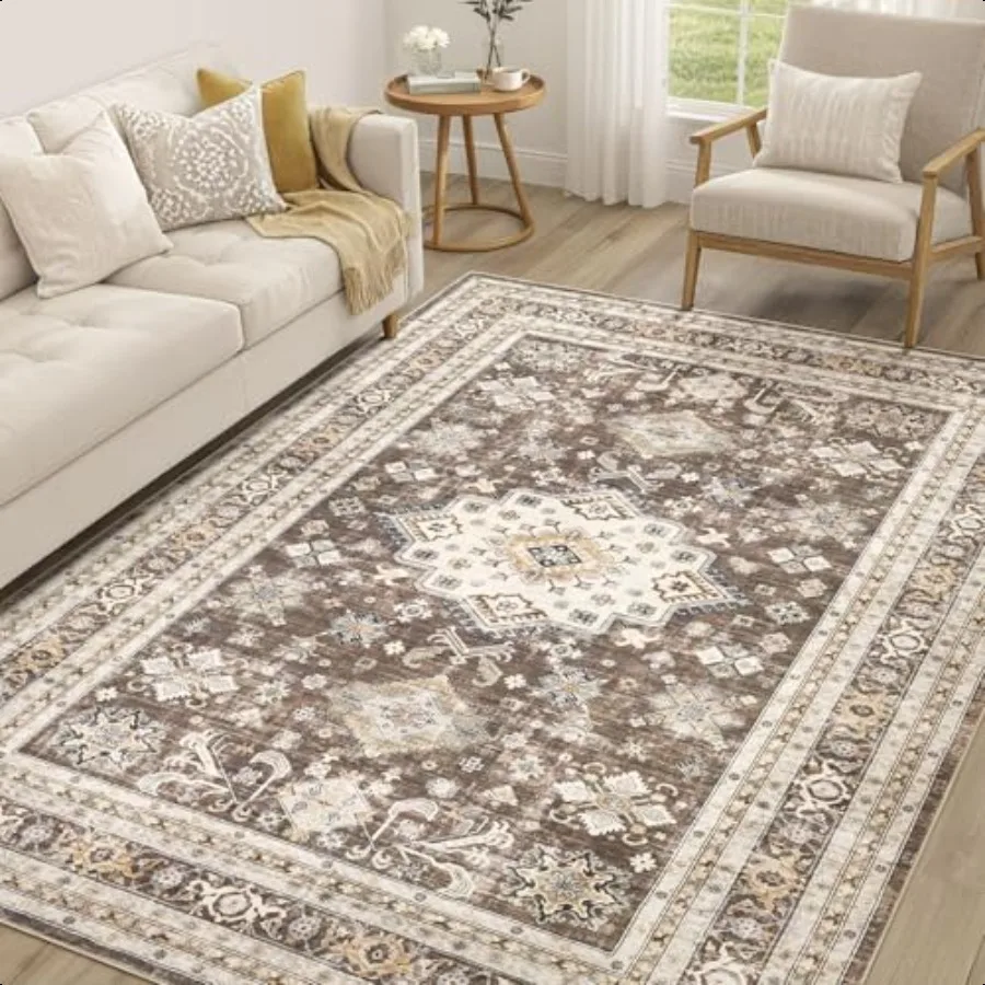 

Living Room Area Rug 5x7 Large Soft Washable Oriental Traditional Distred Farmhouse Rugs for Bedroom Indoor Floor Accent Carpe