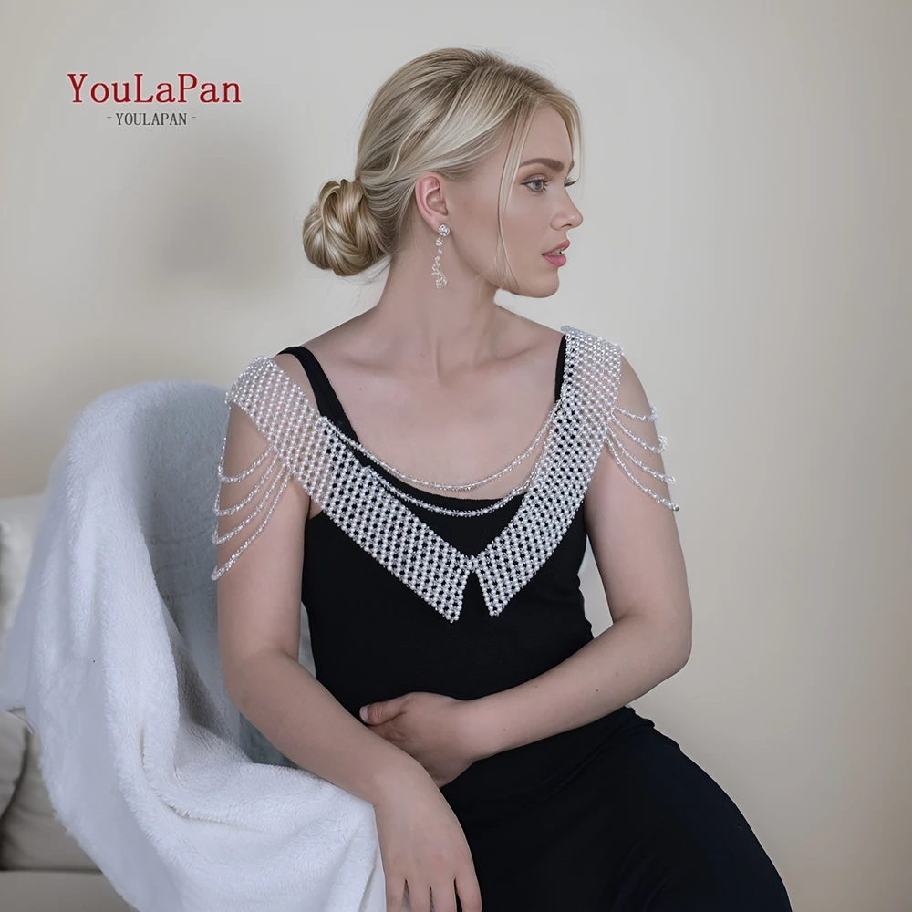 YouLaPan-chal de cristal de perlas para mujer, vestido de novia de lujo, Bolero Nupcial, VG99