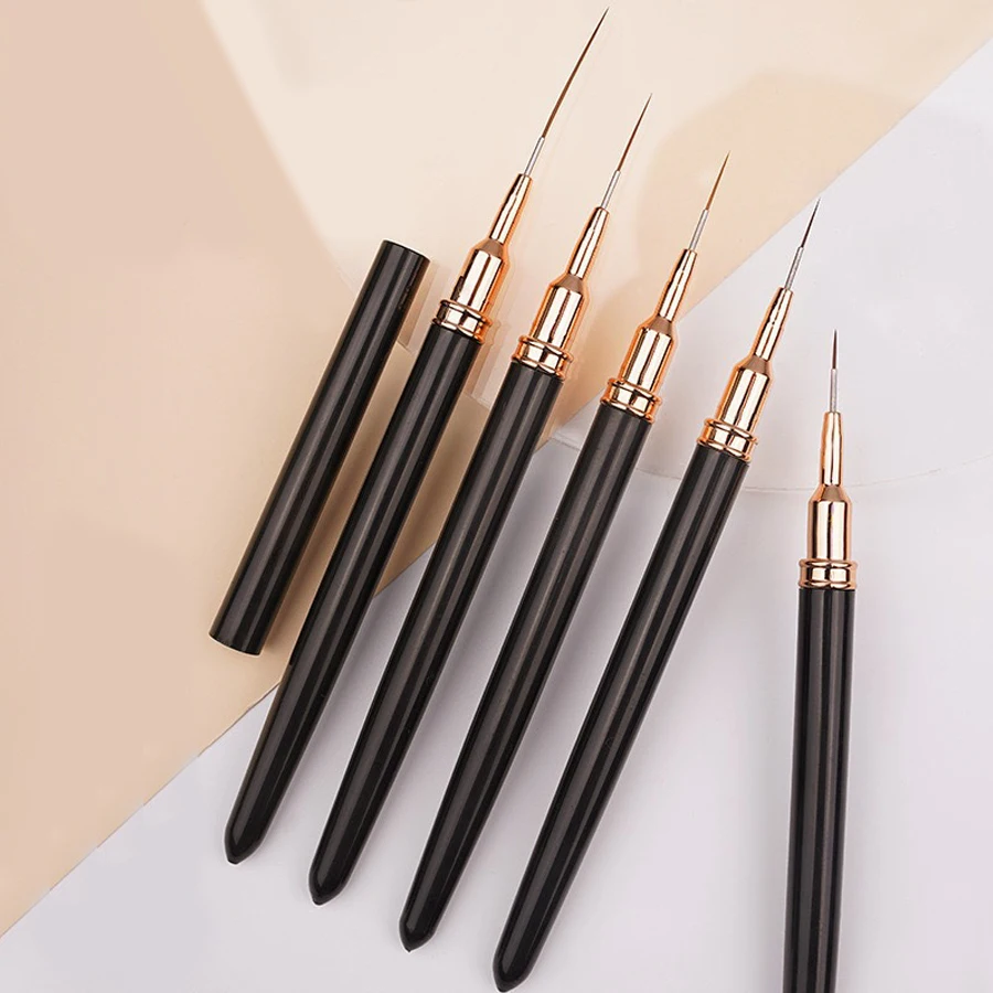 5-teiliges Nail Art Liner-Pinsel-Set für Acryl-Gel-Nagellack, französische Streifen, Strichlinienmalerei, Zeichnung, Blumenstift, Maniküre-Werkzeug – Detail 7