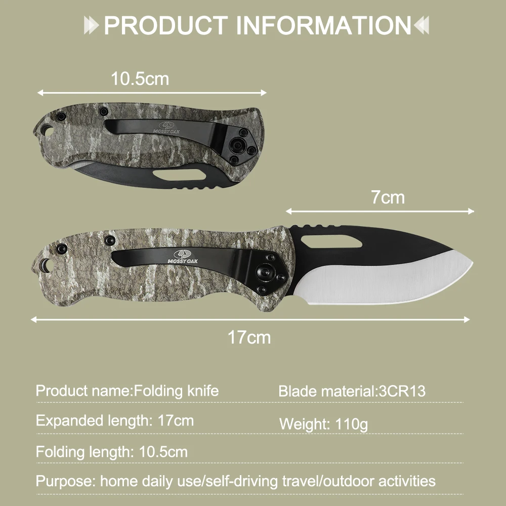 4-дюймовый Складной нож MOSSY OAK, картонный резак, инструменты для выживания на природе