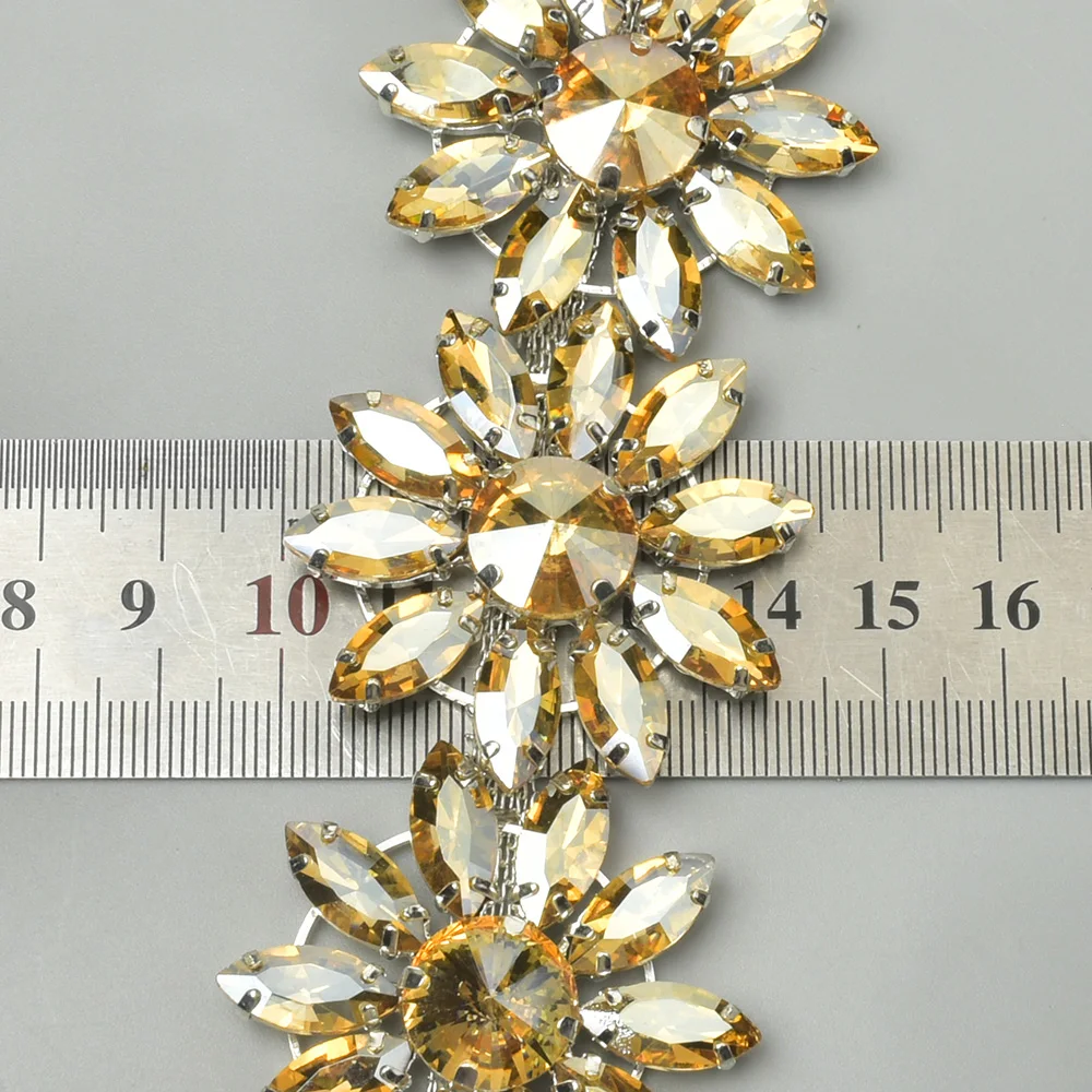 Sparkling colorful Sunflower Marquise Glass Rhinestones Bridal Wedding Accessories DIY Shoe Bag Accessories Crystal Jewelry