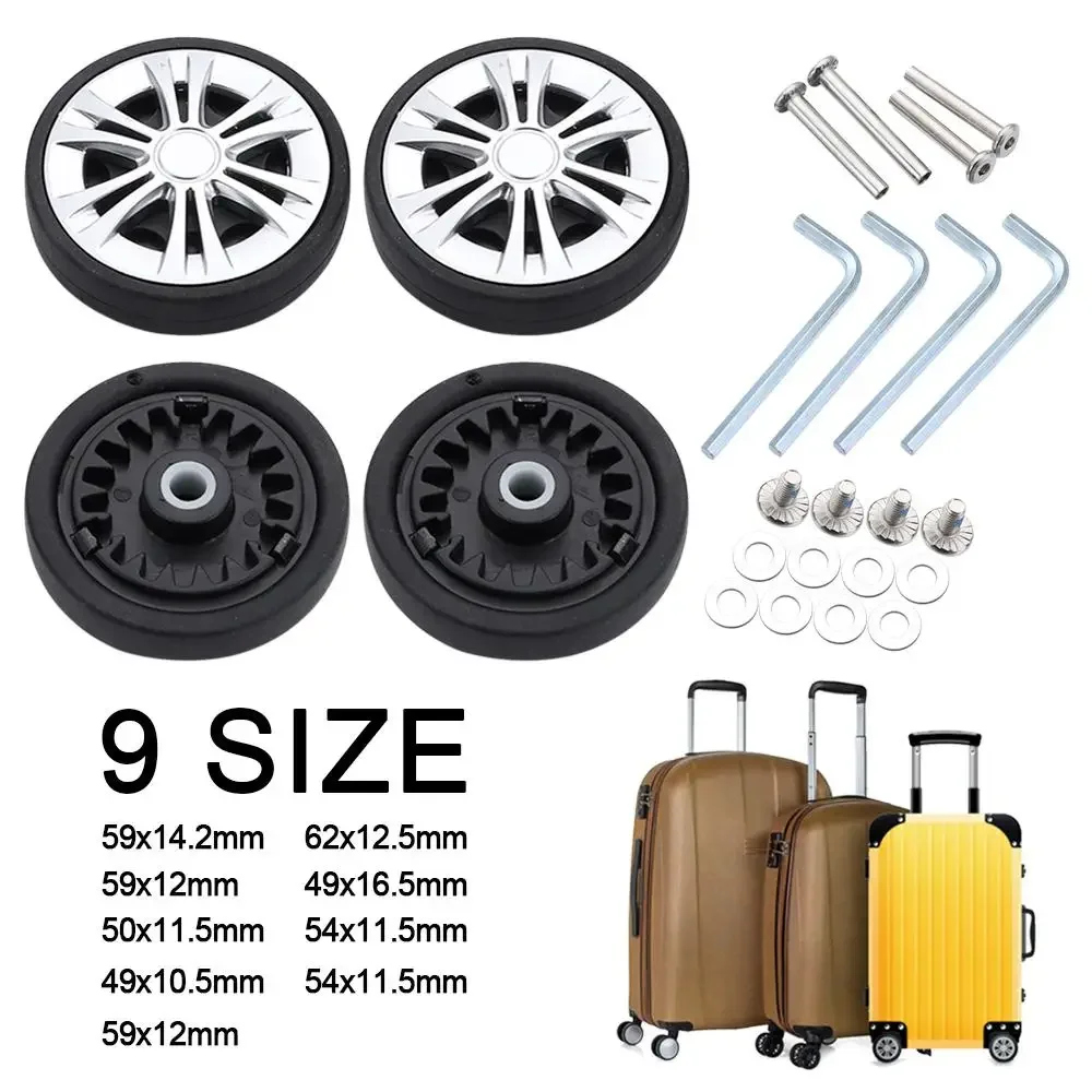 2Pcs Replacement Suitcase Wheels Wear-resistant with Screw Travel Luggage Wheels Silent Caster Wheels Axles Repair Kit