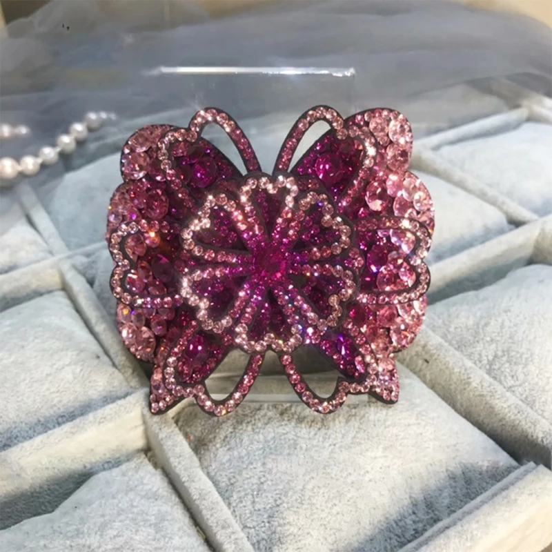 Rhinestones Flower Hair Clip Crystal Flower Barrette Clip Rhinestones Flower Hairpin Rhinestones Hair Clamp For Wedding