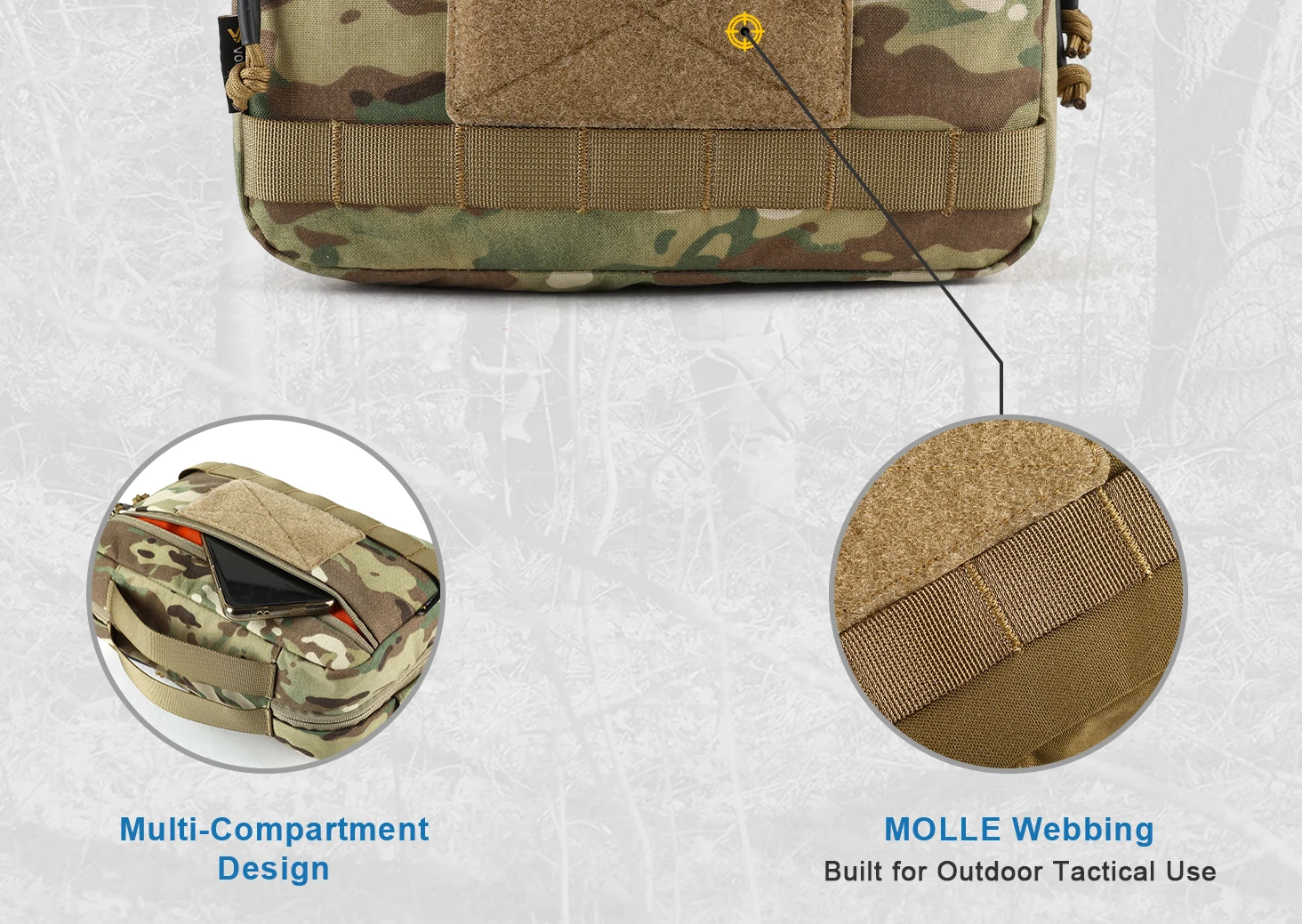 VOTAGOO Taktische Kulturtasche, Hygienetasche, EDC-Werkzeug, Molle-Beutel, kleines Dopp-Set, Reise-Duschtasche für Herren – Detail 3