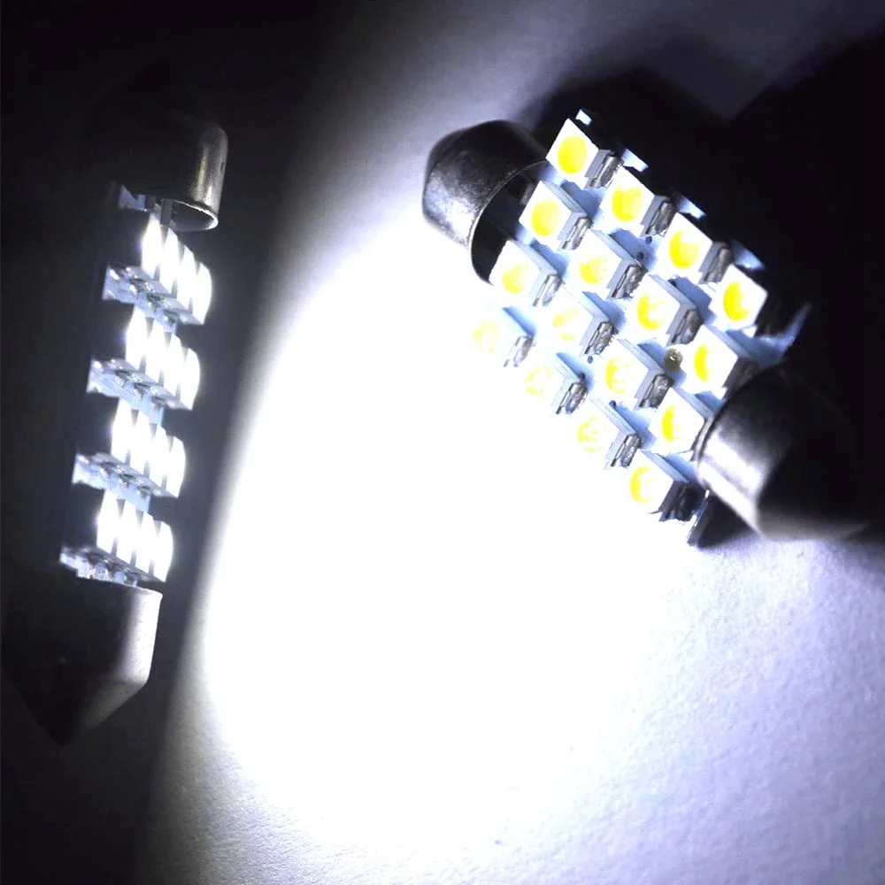 Bombilla de lectura Interior para techo de coche, luz Led T10 3528 DC 12V 16SMD para puerta, luz trasera, maletero, licencia, 36mm, 39mm, 41mm