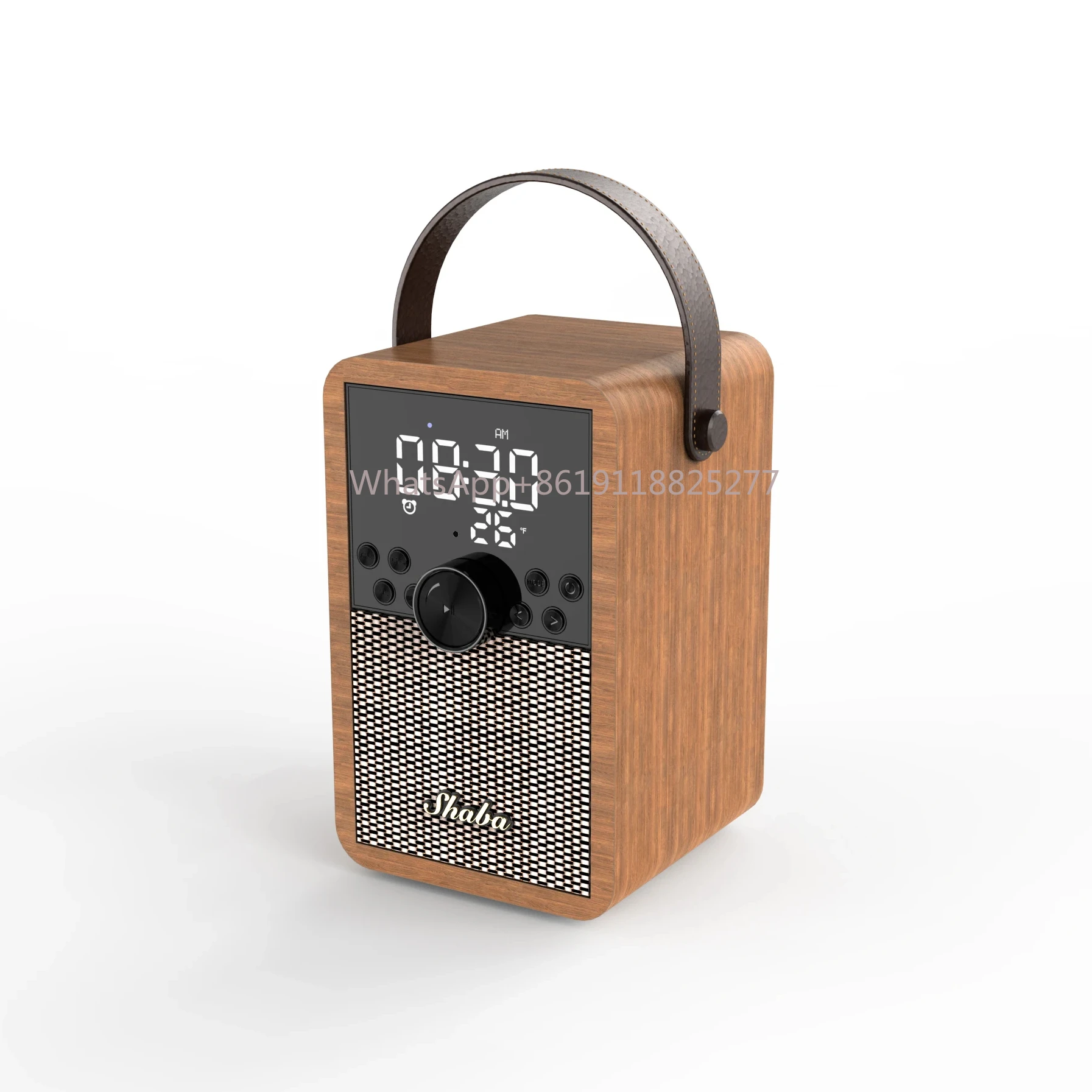 Portable Vintage Style Wooden Wireless Speaker Alarm Clock Temperature display HiFi Loudspeaker Music Box