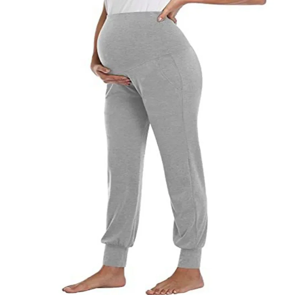 Lente moederschap dames casual broek Premama effen hoge taille strechy loungebroek voor zwangere vrouwen joggers met zakken