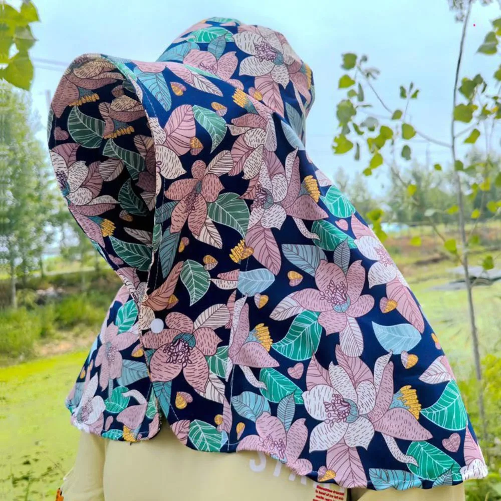 

Fashion Large Brim Sun Hat Anti-UV Breathable Sun Visor Cap With Snap Button Neck Guard Shawl Sunscreen Hat Outdoor Sports