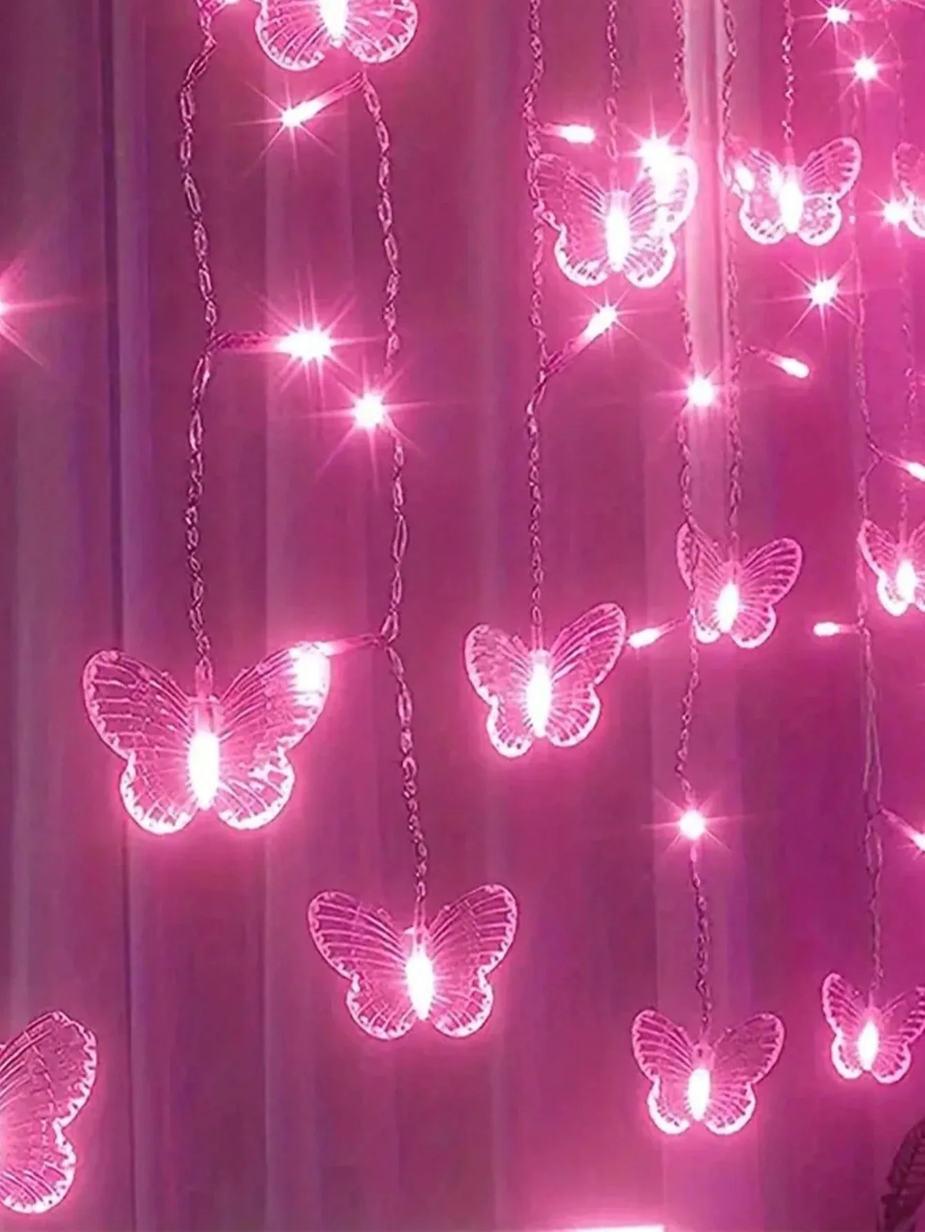 96 LED Butterfly Curtain String Lights 3.5m USB Powered with Remote Control 8 Modes for Home Bedroom Wedding Party Decoration