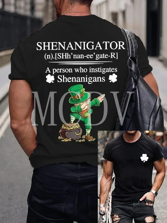 2023 Summer Men's Printed Casual Crew t St Patrick'S Day Shenanigator A Person Who Instigates Shenanigans 3D Printed T Shirt