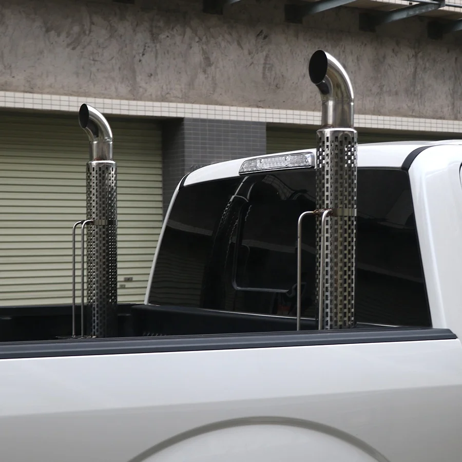 Dual Chrome Smoke Stack Kits for Ford F150 Stainless Steel Decorative Exhaust Pipe Body Parts for Pickup Trucks