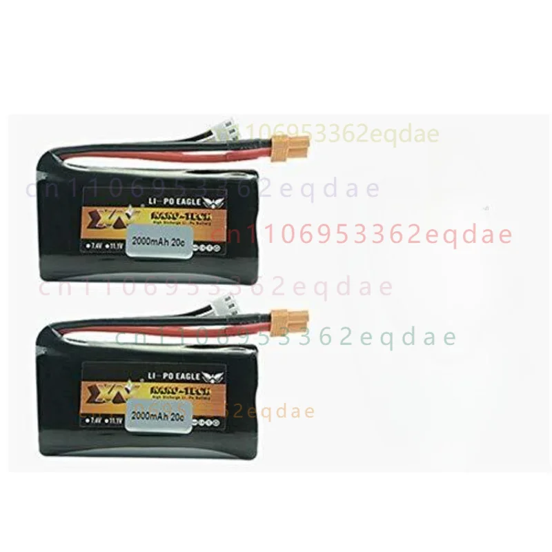 2PCS 7.4V 2000mAh Lipo Battery for Huina 580 550 583 582 RC Excavator Vehicles Truck